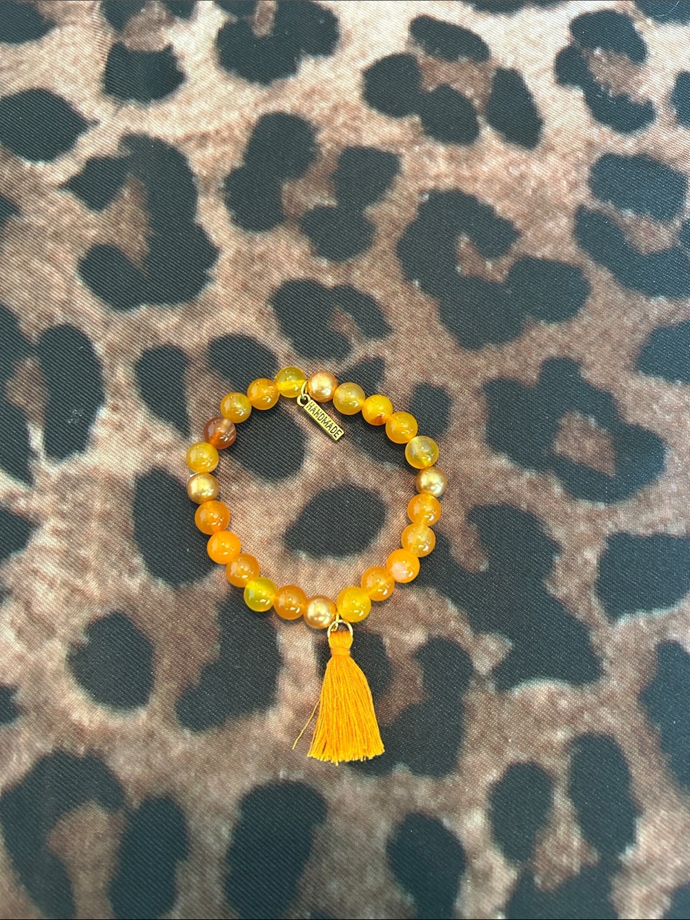 Handmade orange Tassel Beaded Bracelet